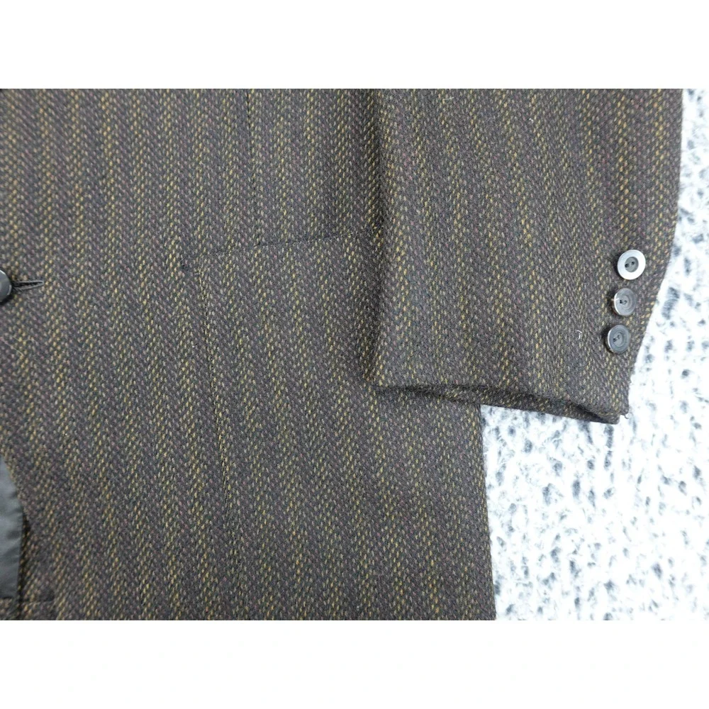 Hickey Freeman Blazer Mens 44 Brown Good Vintage‎ Striped 3 Button Patch Pockets